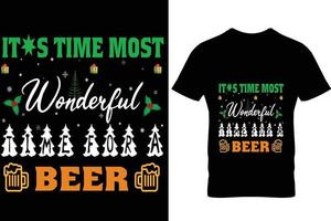 weihnachtst-shirt design es ist die schönste zeit für ein bier vektor