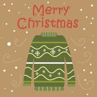 frohe weihnachten und neujahrskarte mit niedlichen figuren auf braunem hintergrund vektor