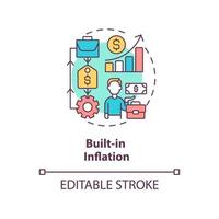 byggd i inflation begrepp ikon. högre lön påverkan. inflation typ abstrakt aning tunn linje illustration. isolerat översikt teckning. redigerbar stroke. vektor