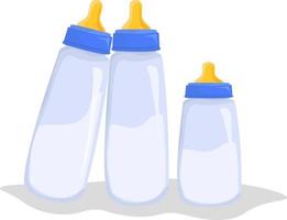 tre bebis flaskor, illustration, vektor på vit bakgrund