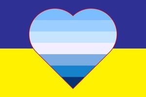 vektor illustration av de flagga av de manlig trans flagga av Gay stolthet i de form av en hjärta på de gulblå flagga av ukraina. Stöd för ukraina.