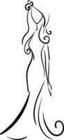langes Kleid Zeichnung, Illustration, Vektor auf weißem Hintergrund
