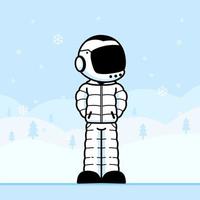 süßer Astronaut mit Jackenmantel im Winter. vektor