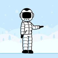 söt astronaut bär jacka täcka i vinter. vektor