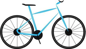 blaues Fahrrad, Illustration, Vektor auf weißem Hintergrund.