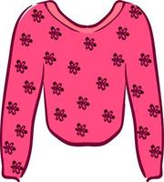 Rosa geblümter Pullover, Illustration, Vektor auf weißem Hintergrund.