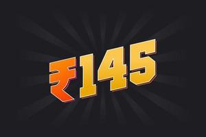 145 indische Rupie Vektorwährungsbild. 145 Rupie Symbol fette Textvektorillustration vektor