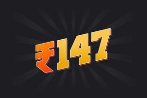 147 indische Rupie Vektorwährungsbild. 147 Rupien-Symbol fette Textvektorillustration vektor