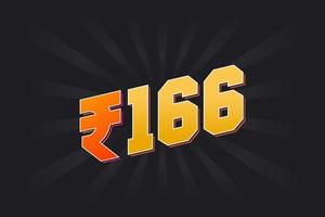 166 indische Rupie Vektorwährungsbild. 166 Rupie Symbol fette Textvektorillustration vektor