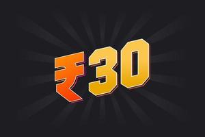 30 indische Rupien-Vektorwährungsbild. 30 Rupien-Symbol fette Textvektorillustration vektor
