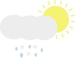 nasse Schneewolke und Sonne, Symbolillustration, Vektor auf weißem Hintergrund