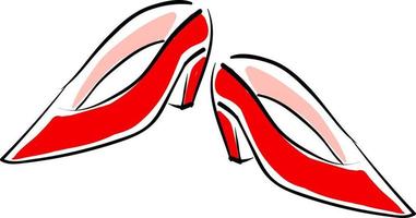 röd kvinna skor, illustration, vektor på vit bakgrund.