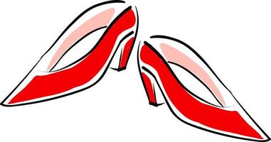 rote Damenschuhe, Illustration, Vektor auf weißem Hintergrund.