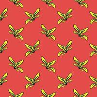 gul blad ,sömlös mönster på röd bakgrund. vektor
