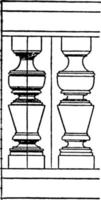 Baluster mit quadratischem Grundriss, Vintage-Illustration. vektor