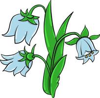 blaue Glockenblumen, Illustration, Vektor auf weißem Hintergrund