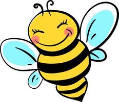 glückliche Biene, Illustration, Vektor auf weißem Hintergrund.