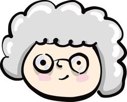 mormor med glasögon, illustration, vektor på en vit bakgrund.