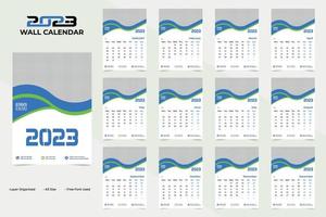 enkel och färgrik ny år 2023 vägg kalender mall design vektor