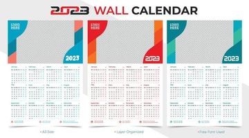 modern och minimalistisk 2023 Lycklig ny år kalender mall design vektor