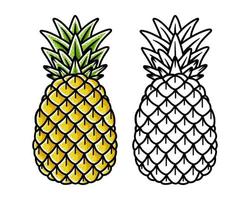 Ananas Handzeichnung alte Schultätowierung. Vektorillustration auf weißem Hintergrund. vektor