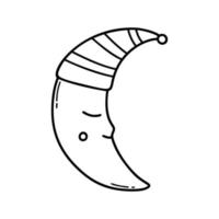 Schlafendes Mondgekritzel. hand gezeichnete vektorillustration lokalisiert auf weißem hintergrund vektor