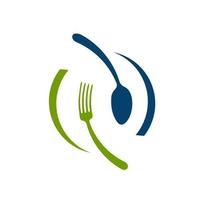 Löffel und Gabel abstraktes Logo Vektorgrafik Lebensmittelsymbol Symbol zum Kochen von Geschäftscafés oder Restaurants vektor