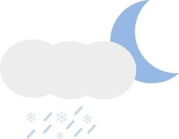 starker nasser Schnee und junger Mond, Ikonenillustration, Vektor auf weißem Hintergrund