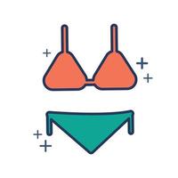 Bikini-Symbol-Vektor-Illustration-Glyphen-Stil-Design mit Farbe und Pluszeichen. isoliert auf weißem Hintergrund. vektor