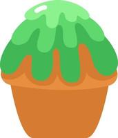 enkel muffin med grön grädde, illustration, vektor på en vit bakgrund
