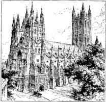 canterbury katedral årgång illustration. vektor