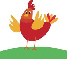 röd kyckling, illustration, vektor på vit bakgrund.