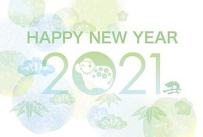 2021 Jahr der Ochsen japanischen Neujahrskarte vektor