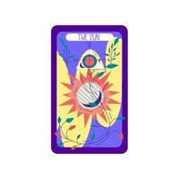 magisches himmlisches design der tarotkarte. mystische Mondvektorillustration. hand gezeichnete vektorillustration. esoterische Boho-Tarot-Karte mit Sonne. vektor