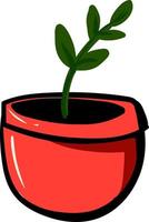 växt i röd pott, illustration, vektor på vit bakgrund.