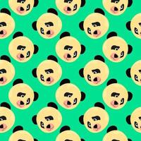 panda huvud, sömlös mönster på grön bakgrund. vektor