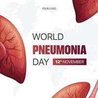 Weltpneumonie-Tag-Vorlage kostenloser Vektor für soziale Medien