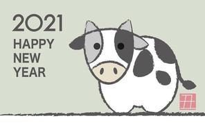 2021 gratulationskort för oxens nya år vektor