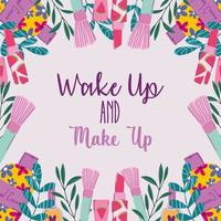 Make-up und Beauty-Produkte Banner mit Schriftzug vektor