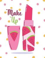 make-up och skönhetsprodukt vattenmelon läppstift vektor