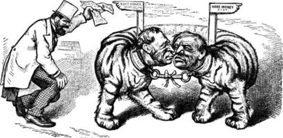 Cartoon von zwei Tigern, Vintage-Illustration. vektor