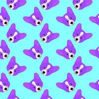 violetter Hund, nahtloses Muster auf blauem Hintergrund. vektor