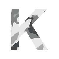 engelsk alfabet brev k, kaki stil isolerat på vit bakgrund - vektor