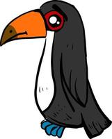 Trauriger Tukanvogel, Illustration, Vektor auf weißem Hintergrund.