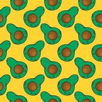 halv av avokado, sömlös mönster på gul bakgrund. vektor