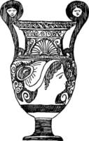 Griechische Vase wurde in Apulien hergestellt, Vintage-Gravur. vektor