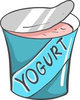 Joghurt in einer blauen Schüssel, Illustration, Vektor auf weißem Hintergrund