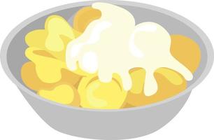 Pelmeni-Essen, Illustration, Vektor auf weißem Hintergrund