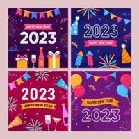 frohes neues jahr 2023 feier social media posts vektor