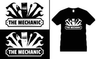 Mechaniker-T-Shirt-Designvektor. Verwendung für T-Shirts, Tassen, Aufkleber usw. vektor